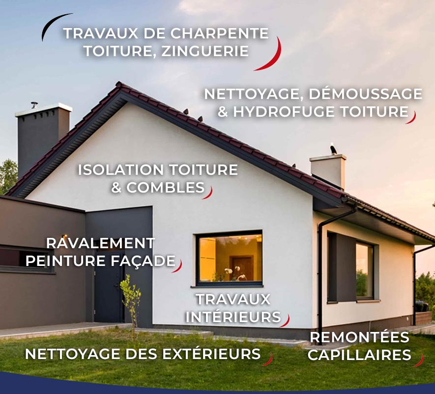 Artisan couvreur Père & Fils : MARESCOT 85 en Vendée : charpente, couverture, faîtage, zinguerie, nettoyage traitement anti mousse et peinture hydrofuge toiture, étanchéité toit plat, ravalement peinture façade, nettoyage des extérieurs, remontées capillaires, travaux d’intérieur en Vendée 85